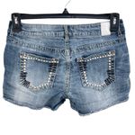 Maurice's SZ 5/6 Jean Shorts Embroidered Low-Rise Frayed Hems Distressed Whisker Photo 1
