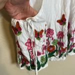 Desigual  embroidered floral and butterfly white tunic‎ top size medium Photo 3