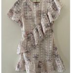 Tularosa  Benson Dress Ivory White Lilac Purple Ruffle Mini Eyelet EUC S Garden Photo 0