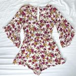 American Eagle Floral Romper in Fuchsia, Green and Off White Photo 0