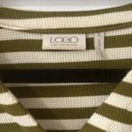 LOGO Lori Goldstein Cozy Feminine Striped Thermal Knit Cardigan Lace Trim Sz XL Green Photo 5