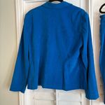 Leslie Fay  Blue‎ Two Piece Suede Skirt Set Size 14P Photo 1