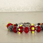 Red lamp work bead bracelet with silver and Swarovski crystals Photo 4