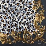 Adolfo  Gray & Gold Leopard Baroque Silk Square Scarf Large Shawl Wrap Silk Grey Photo 7