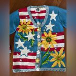 Vintage Storybook Knits Stripe Sunflower Cardigan Yellow Photo 1