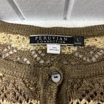 Peruvian Connection  Vintage‎ Crochet knit Brown and Cream Striped Sweater Size L Photo 7