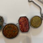 Chico's Chico’s Multicolored Speckled Stones Metal Necklace Three Chains Lobster Clasp Photo 2