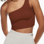 Aritzia Babaton  Sculpt Knit One-shoulder Cropped Tank XXS Mocha Brown Photo 0
