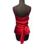 Boston Proper Red Silk Faux Wrap Plunging V Top Empire Waist Self Belt Sz 10 Photo 5
