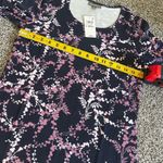 Style & Co New  Blue Purple White Leaf Printed Scoop-Neck Long Sleeve Top XS Photo 6