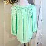 Crown & Ivy  Mint Garden Party Embroidered Peasant Blouse Women’s Sz Medium💚 Photo 4