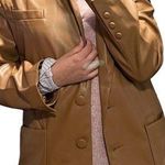 NWT AFRM Agnes Vegan Leather Maxi Blazer Camel Brown Sz M Size M Photo 0