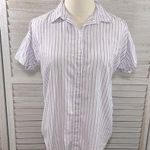 Levi's  Women's 100% Cotton Button Down Shirt White w Pink, Blue, Black Stripe-XS Photo 0