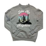 Awake  Take Me Anywhere Grey Crewneck Sweatshirt Size Small Western Graphic Photo 0