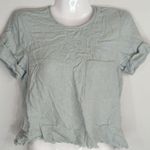 ZARA Trafaluc Collection  Mint Blue Top Women's XS Raw Hem Button Back Blouse Photo 0