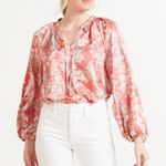 Evereve  Keira Floral Print Smocked Neck Long Puff Sleeves  
Blouse Top Size Small Photo 0