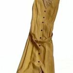 Something Navy  mustard button up midi belted dress size M Photo 0