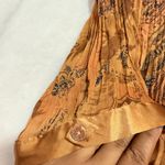 Russell Kemp Large Y2K Slinky Brown Paisley Print 3/4 Top Buttoned Stretch Satin Orange Photo 4