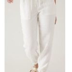 Athleta Retreat Linen Jogger Pants Calla Lily White Size Medium Tall Photo 0