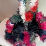 Urban Outfitters  Black Red Pink Faux Fur Top Handle Handbag Purse Photo 1