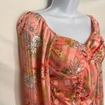 Madden NYC Corset Crop Womens Top Sz S Peach Milkmaid Y2K Coquette Fairy Floral Orange Photo 3