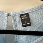 Emery Rose Light Blue Cap Sleeve Top with White Trim, Size L Size L Photo 3