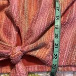 W5  large multicolor striped tie waist short sleeve top pink orange NWOT Photo 4