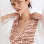 Madewell  Embroidered Poplin V-Neck Mini Dress With Pockets Size M Photo 2