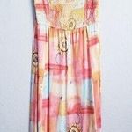 Vintage Pipe Dreams Multicolored Sunflower Smocked Strapless Maxi Dress Red Size XL Photo 0