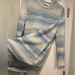 Gap Size L Blue Ombré Stripe Long Sleeve Crew Beck Loose Knit Pullover Sweater Photo 3