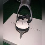 Chinese Laundry leather retro glam chic y2k open toe Satin Ruffle Heels Photo 6