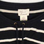 Andrea Jovine Black/Off White Striped Sweater Photo 1