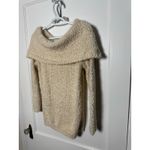 LC Lauren Conrad  Off the Shoulder Shimmer Oatmeal Tan Slouchy Sweater Medium Photo 6