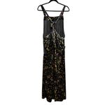 Natural Life  Velvet Dakota Tie Overalls Jumpsuit in Black Floral Stems - Size XL Photo 4