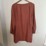 Eileen Fisher - Ballet Neck Coral Shirt Dress Sandwash Silk Twill Roll Up Sleeve Photo 2