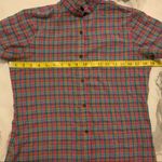 Gap Vintage 70s  purple green plaid check button down short sleeve shirt MEDIUM Photo 5