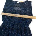 Alice + Olivia   Blue Lace Sequin Bead Sleeveless Mini Dress Keyhole Back XS S Photo 2