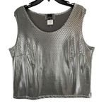 Slinky Brand Tank Top Womens 1X Gray Silver Polka Dot Shimmer Glam Boho Chic Photo 0