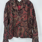 Coldwater Creek Jacket Womens Medium Boho Tapestry Button Front Artsy Blazer Photo 0