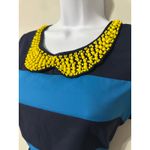 Miss Sixty M60  Striped Sheath Dress Yellow Beaded Peter Pan Collar Size 4 Photo 1