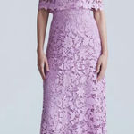 Lela Rose Deedie Gown Floral Guipure Lace Orchid Purple Pink Size 16 Purple Photo 0