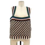 Veronica Beard Livina Striped Cotton Tank Top Crochet Knit Multicolor Size XL Photo 2