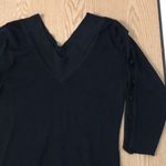Womens Stretchy Silk Vneck Shirt 3/4” Length Sleeve Open Arms Black Size Medium Photo 1