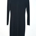 Norma Kamali Black Jersey Knit Long Sleeve Turtleneck Midi Dress Size XS Photo 0