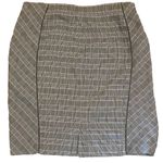 Lane Bryant Plus Size 26 Gray Plaid Pencil Skirt Leather Piping Short Women's Photo 1