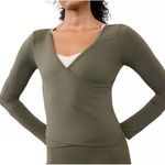 Athleta  Small Sage Green With Ease Workout Wrap Top NWT Photo 1