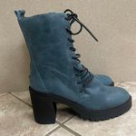Free People Lace Up Boot DYLAN Platform Combat Blue Leather 41- USA 10.-10.5 NEW Photo 12