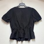 SheIn  Black Peplum Fitted Short Sleeve Blouse Photo 4