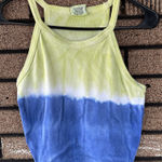 Xhilaration  Tie Dye Racerback Crop Tank Top Small Yellow Blue Gradient Cotton Photo 0