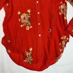 Figueroa & Flower women's medium red tunic embroidered floral shirt long johnny Photo 6